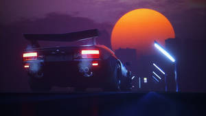 Fond de ecran Lună Neon Retro Wave