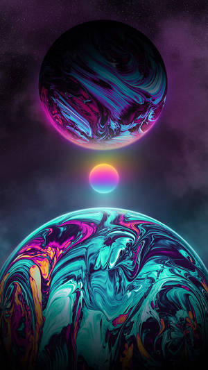 Fundal Lună neon și planete strălucitoare — Neon lună Fundal