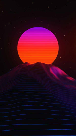 Fond de ecran Lună Neon Synth-Wave