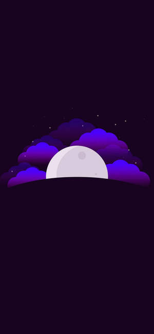Lună Nori Violet Minimalist Android — iPhone 14 Pro Fundal
