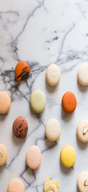 Macarons Pe Fundal Marmorat iPhone X — Galaxy A27 Fundal