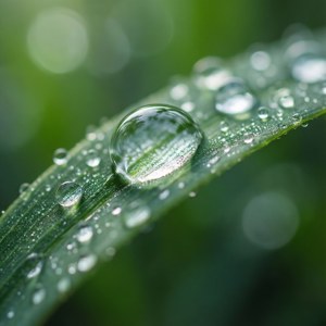 Fotografie macro a unei picături de rouă pe o frunză, cu fundal neclar. — iPad Fundal