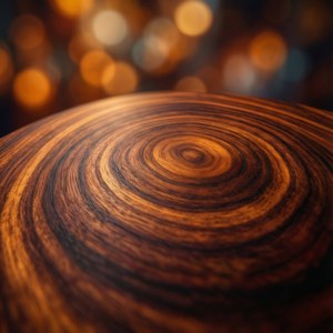 Macro abstractă a granului de lemn de mahogany, cu modele circulare și bokeh, surreal și hipnotic. — Pixel Watch Fundal