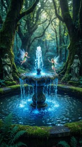 O fântână magică a zânelor strălucește în inima pădurii. — Zelda Fundal