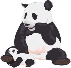 Mamă panda și puiul ei îmbrățișați — Panda Fundal
