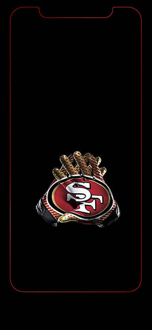Tapet cu mănuși 49ers cu logo SF și contur de iPhone — iPhone 12 Fundal