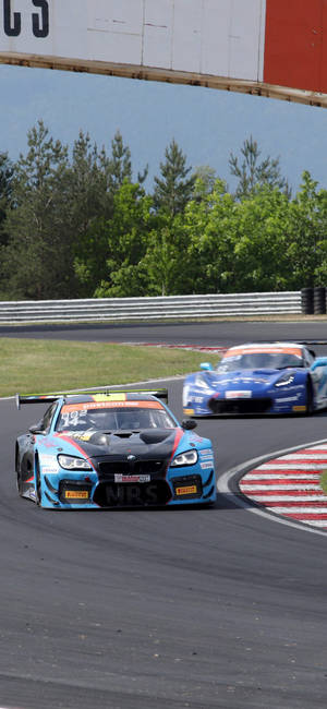 Mașină De Curse BMW M6 GT3 Albastră iPhone — Galaxy S24 Fundal