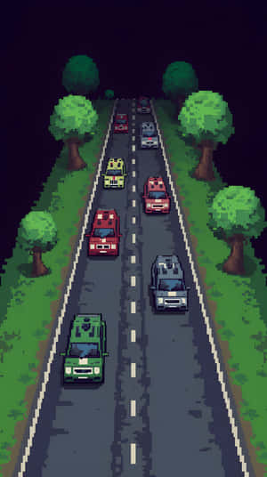 Artă pixelată, Pixel 9, Pixel 8, Drum, Călatorie rutieră, Joc video, Urban, Artă urbană, Desen animat, Scenă, Autostradă, Mașină, Vehicul, Joc, Viteză, Digital, Artă digitală, Culoare, Stil, Bun — Joc video GIF Fundal