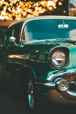 Tapet Mașină Retro Estetică Verde