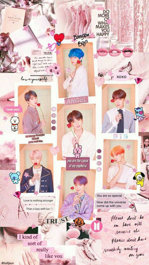Membrii BTS Estetici Cu Trandafir — Bts estetică Fundal