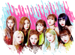 Membrii Twice pe fundal colorat