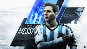 Fotografie de fundal cu Lionel Messi La Pulga pe fundal grafic albastru