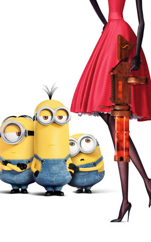 Minions cu Scarlet Overkill fundal — Galaxy Tab S9 Ultra Fundal