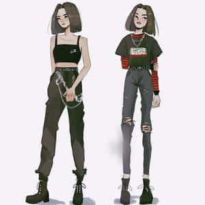 Anime grunge — Fată anime hanorac Fundal