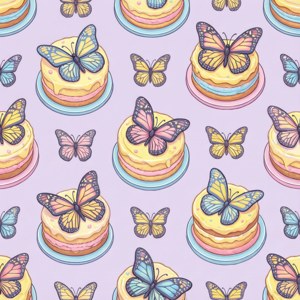 Un model fără sudură de prăjituri fluturi în culori pastelate pentru fond de ecran. — Pixel Watch 5 Fundal