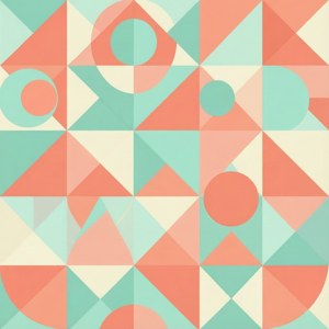 Model geometric modern pastel cu triunghiuri și cercuri.