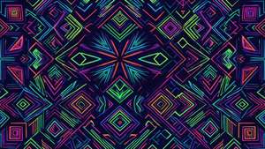 Model geometric neon în format ultra-wide, tapet abstract modern.