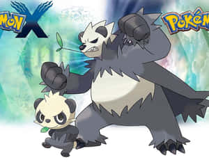 Moment de Bătălie Intensă cu Pancham și Pangoro, Pokemon X și Y — Anime laptop Fundal