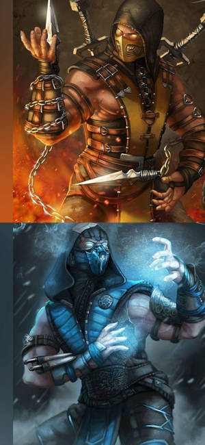 Mortal Kombat Scorpion vs Sub Zero Telefon — iPhone 16 Pro Max Fundal