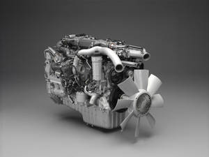 Tapet cu o piesă de motor mecanic 3D gri.