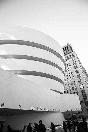 Muzeul Guggenheim New York Alb Negru — Xiaomi Pad 9 Pro Max Fundal