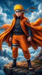 Naruto în Modul Înțelept privind un cer dramatic.