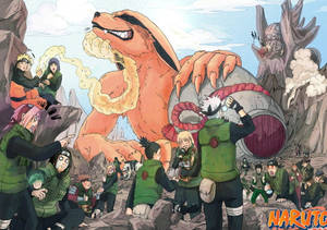 Naruto Live Kurama Stând Deasupra Personajelor