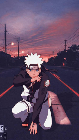 Naruto pe o stradă pustie estetică — Naruto estetic Fundal