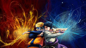 Naruto și Sasuke în direct portocaliu și albastru — Cool naruto GIF Fundal