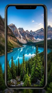 Peisaj vibrant al naturii pe fundalul ecranului iPhone X.