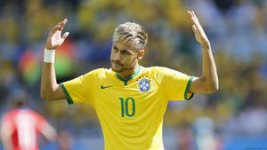 Wallpaper Neymar Brazilia uniforma numărul 10.
