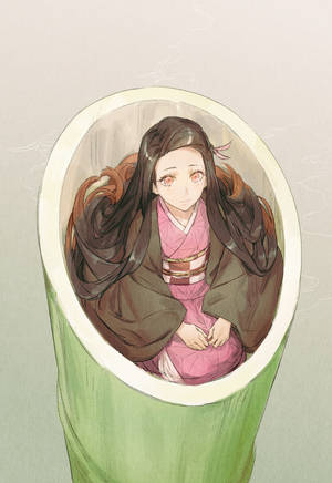 Nezuko Demon Slayer în tubul de bambus — Demon Slayer Nezuko Fundal