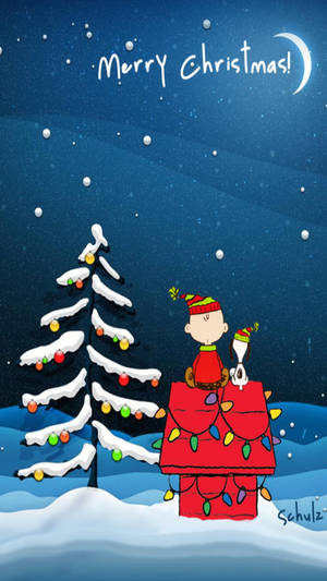 Fond de ecran Noapte de Crăciun cu Snoopy