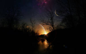 Cer plin de planete noaptea wallpaper