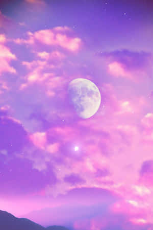 Nor pastel violet psihedelic cu lună — Huawei MatePad 11.5 (2026) Fundal