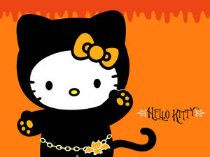 Hello Kitty Halloween Pisică Neagră Artă Fundal — Hello Kitty Halloween Fundal