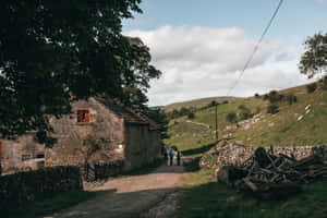 O cabană liniștită înconjurată de natură, în mijlocul pădurii — Estetică cottagecore Fundal