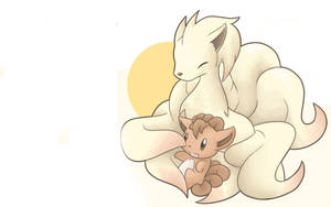 O desen simplu cu Ninetales și Vulpix — Pokemon Telefon Fundal