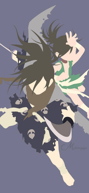 Wallpaper fan art minimalist cu Hyakkimaru și Dororo — iPhone 17 Pro Max Fundal