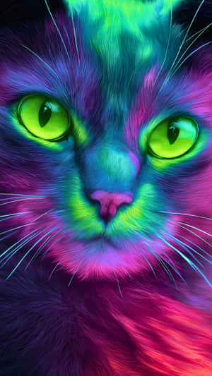 pisică, felină, animal, animal de companie, vibrant, neon, strălucire, colorat, iridescent, psihedelic, fantastic, vis, viu, luminos, electric, abstract, artistic, digital, prim-plan, portret