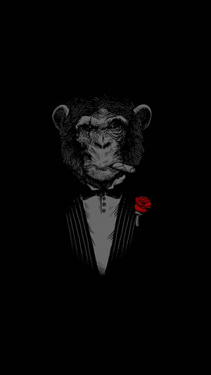 Fond AMOLED cu o maimuță fumând, îmbrăcată în smoking și cu un trandafir prins. — AMOLED Fundal