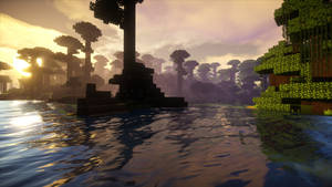 Minecraft sunset forest view HD wallpaper