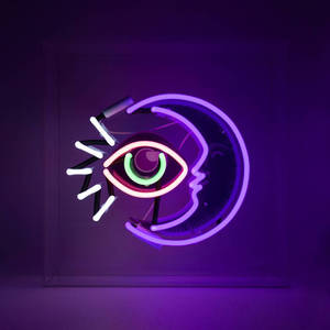 Fundal cu ochi unic neon și lună — Neon lună Fundal