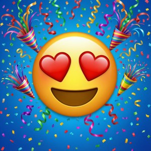 Emoji cu ochi inimă și confetti pentru un wallpaper de sărbătoare. — Huawei nova Flip Fundal