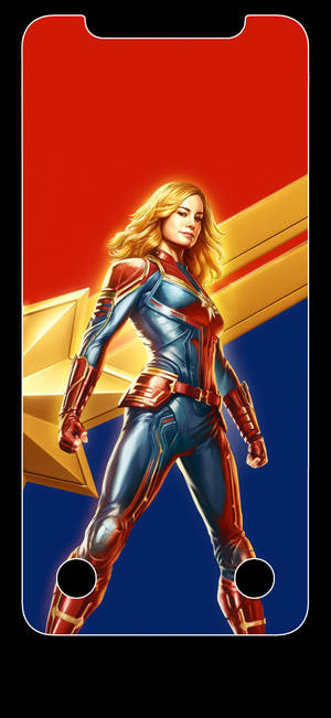 OLED 4K Captain Marvel Pe Simbol — iPhone 14 Fundal