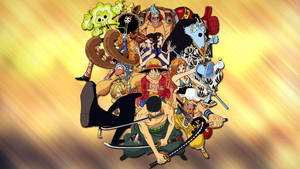 Wallpaper One Piece cu Pălăriile de Paie îngrămădite.