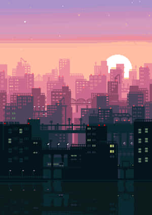 Wallpaper oraș pixel art Lo Fi — OnePlus Pad 2 Pro Fundal