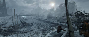 Orașul Devastat din Metro Exodus 3440x1440 — Iarnă Fundal