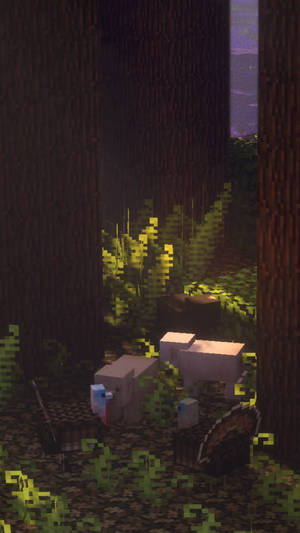 Pădure Întunecată Ascunsă în Minecraft Estetic — Pădure întunecată Fundal