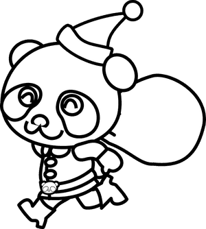 Pagină de colorat cu Panda de Sărbători — Panda Fundal